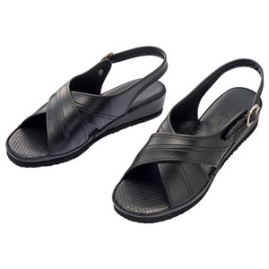 (まとめ) 山一 スタンダードクロスサンダル Mサイズ 黒 10-BK-M 1足  【×10セット】