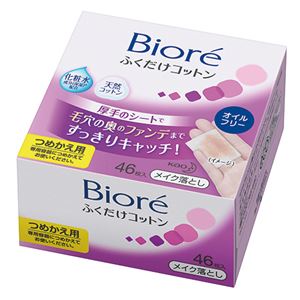 (まとめ) 花王 ビオレ メイク落としふくだけコットン つめかえ用 1パック(46枚)  【×10セット】