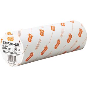 (まとめ) TANOSEE 感熱FAXロール紙 B4 幅257mm×長さ100m 芯内径1インチ 表発色 1本  【×10セット】
