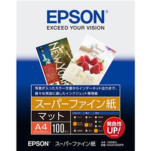 (まとめ) エプソン EPSON スーパーファイン紙 A4 KA4100SFR 1冊（100枚）  【×10セット】