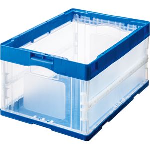 折りたたみコンテナ 40L ブルー×透明 【×10セット】