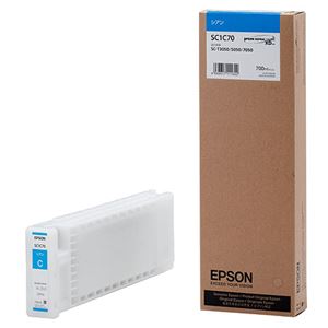 (まとめ) エプソン EPSON インクカートリッジ シアン 700ml SC1C70 1個  【×10セット】