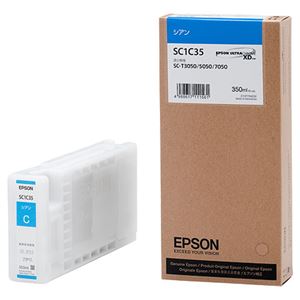 (まとめ) エプソン EPSON インクカートリッジ シアン 350ml SC1C35 1個  【×10セット】