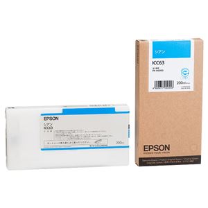 (まとめ) エプソン EPSON インクカートリッジ シアン 200ml ICC63 1個  【×10セット】