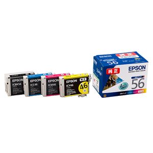 (まとめ) エプソン EPSON インクカートリッジ 4色パック IC4CL56 1箱（4個：各色1個）  【×10セット】