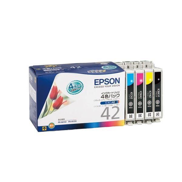 (まとめ) エプソン EPSON インクカートリッジ 4色パック IC4CL42 1箱（4個：各色1個）  【×10セット】