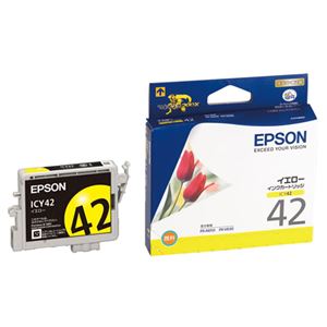 (まとめ) エプソン EPSON インクカートリッジ イエロー ICY42 1個  【×10セット】