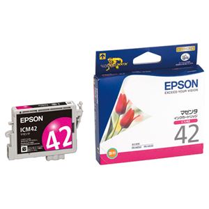 (まとめ) エプソン EPSON インクカートリッジ マゼンタ ICM42 1個  【×10セット】