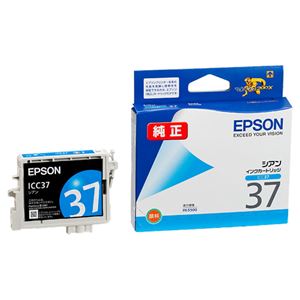 (まとめ) エプソン EPSON インクカートリッジ シアン ICC37 1個  【×10セット】