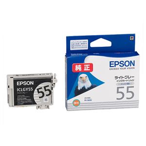 (まとめ) エプソン EPSON インクカートリッジ ライトグレー ICLGY55 1個  【×10セット】