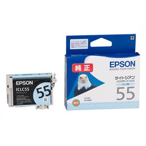 (まとめ) エプソン EPSON インクカートリッジ ライトシアン ICLC55 1個  【×10セット】