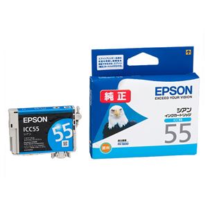 (まとめ) エプソン EPSON インクカートリッジ シアン ICC55 1個  【×10セット】