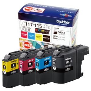 (まとめ) ブラザー BROTHER インクカートリッジ お徳用 4色 大容量 LC117／115-4PK 1箱（4個：各色1個）  【×10セット】