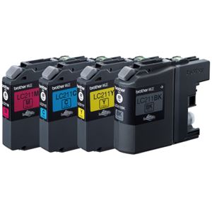 (まとめ) ブラザー BROTHER インクカートリッジ お徳用 4色 LC211-4PK 1箱（4個：各色1個）  【×10セット】