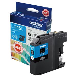 (まとめ) ブラザー BROTHER インクカートリッジ シアン 大容量 LC115C 1個  【×10セット】