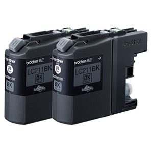(まとめ) ブラザー BROTHER インクカートリッジ お徳用 黒 LC211BK2PK 1箱（2個）  【×10セット】