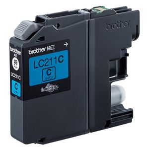 (まとめ) ブラザー BROTHER インクカートリッジ シアン LC211C 1個  【×10セット】