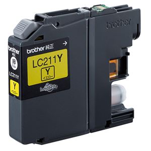 (まとめ) ブラザー BROTHER インクカートリッジ イエロー LC211Y 1個  【×10セット】