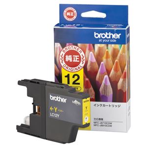 (まとめ) ブラザー BROTHER インクカートリッジ イエロー LC12Y 1個  【×10セット】