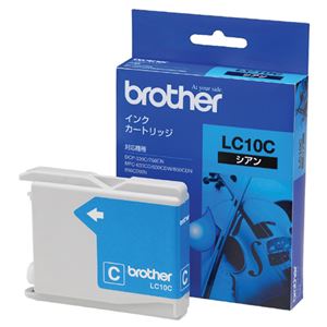 (まとめ) ブラザー BROTHER インクカートリッジ シアン LC10C 1個  【×10セット】