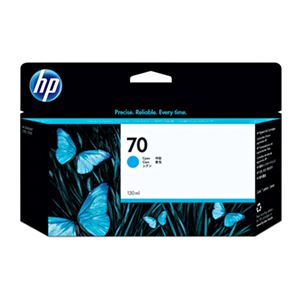 (まとめ) HP70 インクカートリッジ シアン 130ml 顔料系 C9452A 1個  【×10セット】