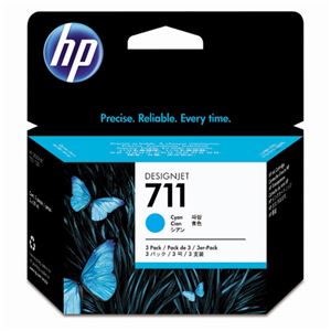 (まとめ) HP711 インクカートリッジ シアン 29ml／個 染料系 CZ134A 1箱（3個）  【×10セット】