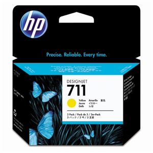 (まとめ) HP711 インクカートリッジ イエロー 29ml／個 染料系 CZ136A 1箱（3個）  【×10セット】