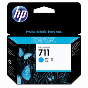 (まとめ) HP711 インクカートリッジ シアン 29ml 染料系 CZ130A 1個  【×10セット】