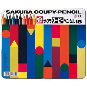 (まとめ) サクラクレパス クーピーペンシル 18色(各色1本) 缶入 FY18 1缶  【×10セット】