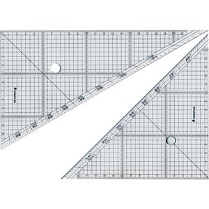 (まとめ) ステッドラー レイアウト用方眼三角定規 24cm 45°・60°ペア 966 24 1組  【×10セット】