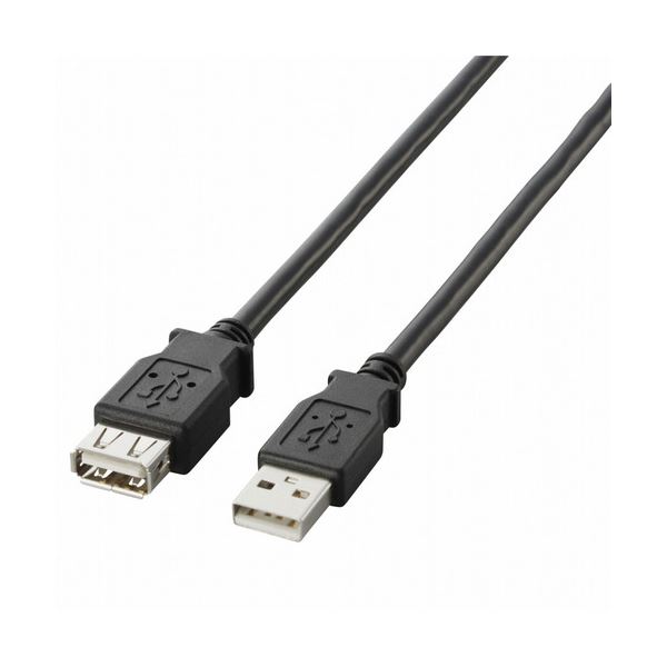 (まとめ) エレコム USB2.0延長ケーブル(A)オス-(A)メス ブラック 1.0m U2C-E10BK 1本 【×10セット】