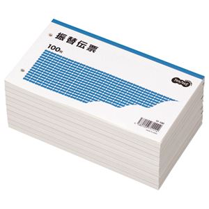 (まとめ) TANOSEE 振替伝票 タテ106×ヨコ188mm 100枚 1セット（10冊）  【×10セット】