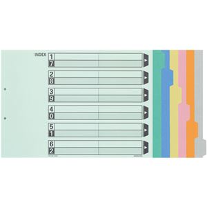 カラー仕切カード A3-E 2穴（6山見出し+扉紙=1組） 10組 【×10セット】