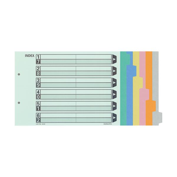 カラー仕切カード A4-E 2穴（6山見出し+扉紙=1組） 10組 【×10セット】