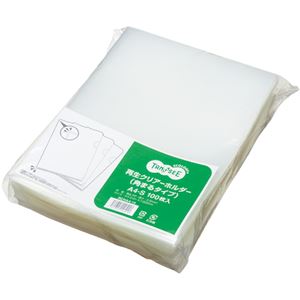 (まとめ) TANOSEE 再生クリアホルダー（角まる） A4 厚さ0.2mm クリア 1パック（100枚）  【×10セット】