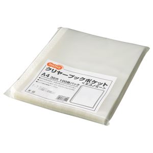 (まとめ) TANOSEE クリヤーブック（クリアブック）ポケット エコノミー A4タテ 2・4・30穴 1パック（100枚）  【×10セット】