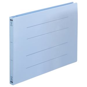 (まとめ) TANOSEE フラットファイル（再生PP） A4ヨコ 150枚収容 背幅18mm ブルー 1パック（5冊）  【×10セット】