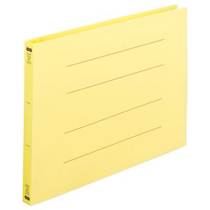 (まとめ) TANOSEE フラットファイル（再生PP） A4ヨコ 150枚収容 背幅18mm イエロー 1パック（5冊）  【×10セット】