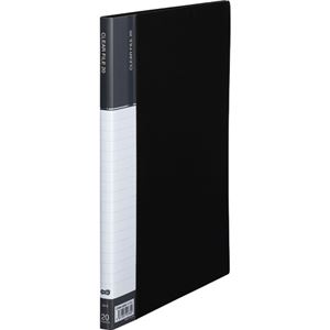 (まとめ) TANOSEE クリヤーファイル（台紙入） A4タテ 20ポケット 背幅14mm ダークグレー 1冊  【×10セット】