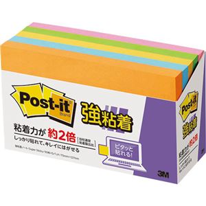 (まとめ) 3M ポストイット 強粘着ノート 75×127mm ネオンカラー5色 655-5SSAN 1パック（5冊）  【×10セット】