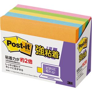 (まとめ) 3M ポストイット 強粘着ノート 75×100mm ネオンカラー5色 657-5SSAN 1パック（5冊）  【×10セット】
