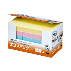 (まとめ) 3M ポストイット エコノパック 見出し 再生紙 50×15mm 混色 7001-K20 1パック（30冊）  【×10セット】