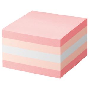 (まとめ) TANOSEE ふせん カラーブロック 75×75mm パステルピンク 1冊  【×10セット】