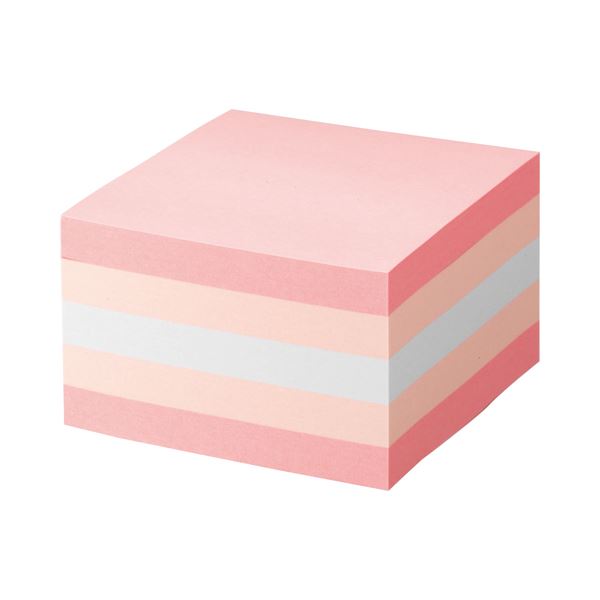 (まとめ) TANOSEE ふせん カラーブロック 75×75mm パステルピンク 1冊  【×10セット】