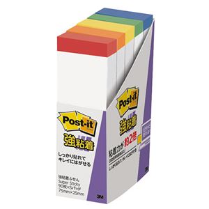 (まとめ) 3M ポストイット 強粘着ふせん 75×25mm ホワイト（5色帯入） 500SS-R 1パック（5冊）  【×10セット】