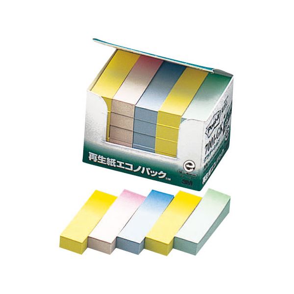 (まとめ) 3M ポスト・イット エコノパック見出し 再生紙 50×15mm グラデーション4色 7001-GK 1パック（25冊）  【×10セット】