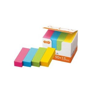 (まとめ) TANOSEE 強粘着ふせん 50×15mm 4色 1パック（20冊）  【×10セット】