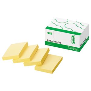 (まとめ) TANOSEE ふせん ノート長方形 75×50mm イエロー 1パック（10冊）  【×10セット】