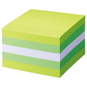 (まとめ) TANOSEE ふせん カラーブロック 75×75mm パステルグリーン 1冊  【×10セット】
