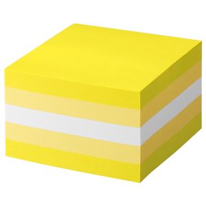 (まとめ) TANOSEE ふせん カラーブロック 75×75mm パステルイエロー 1冊  【×10セット】